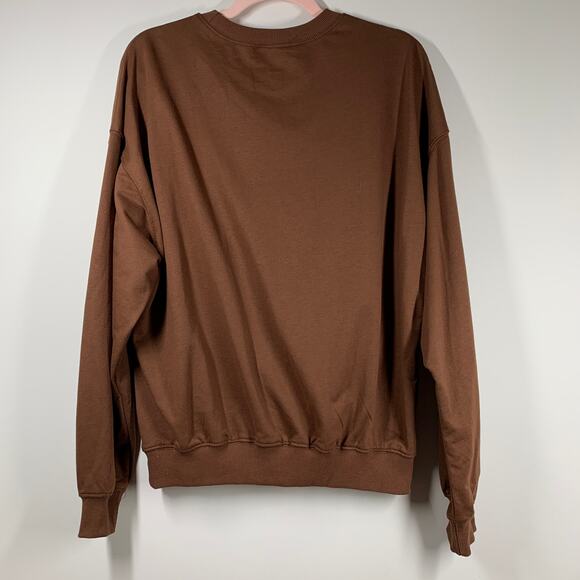 SHEIN NWOT Brown Long Sleeve Graphic Sweatshirt Medium - Picture 2 of 9